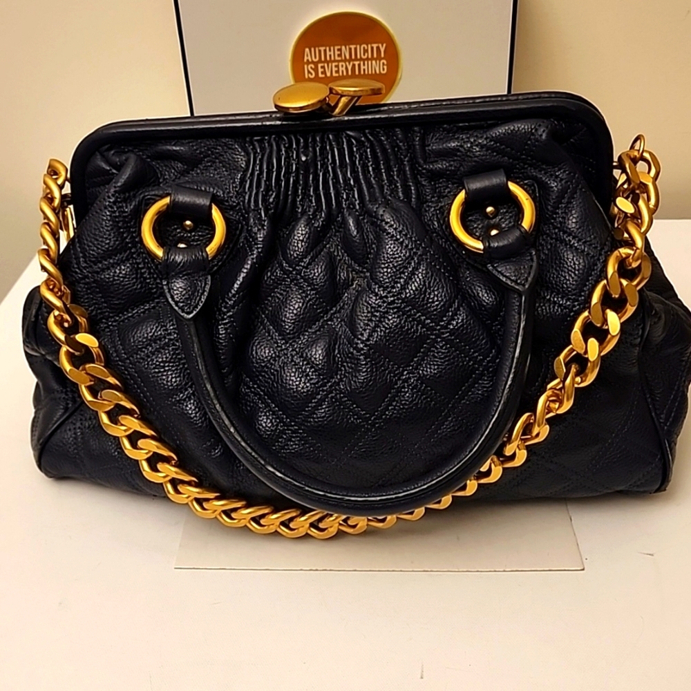 Rare Marc Jacobs Stam Bag Navy Blue Nappa Leather STUNNING Collectors Item - Picture 14 of 16